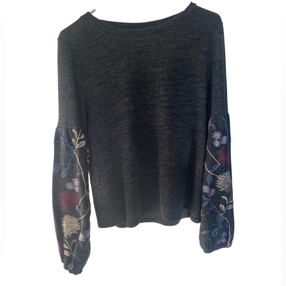 Blue Rain | Scoop Next Sweater with Flower Sleeves | Size M